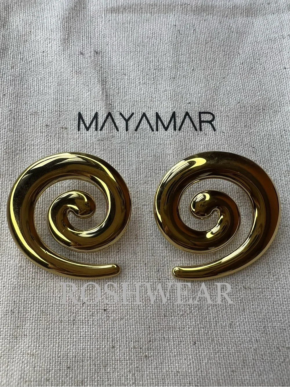 Gold Spiral Statement Earrings NWOT